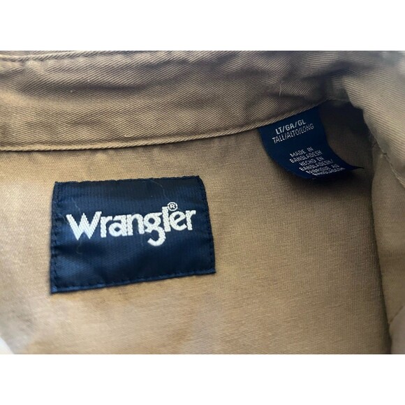 Wrangler Distressed Pearl Snap Brushpopper Heavy Duty Canvas Grunge Size L Tall - Picture 8 of 16